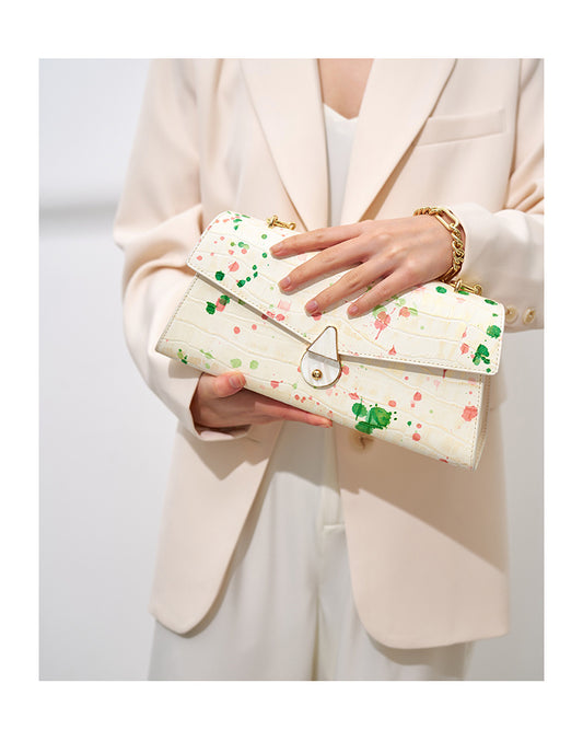 Luxurious Gypsophila Leather Armpit Bag with 18K Gold Chain - Elite Summer Accessory